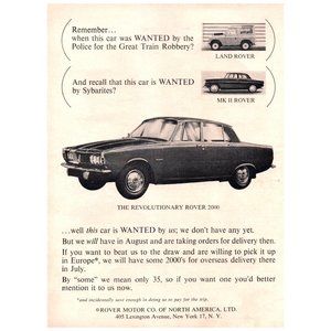1964 Land Rover 2000 Sedan Original Vintage Print Ad Classic Car Wall Art Decor